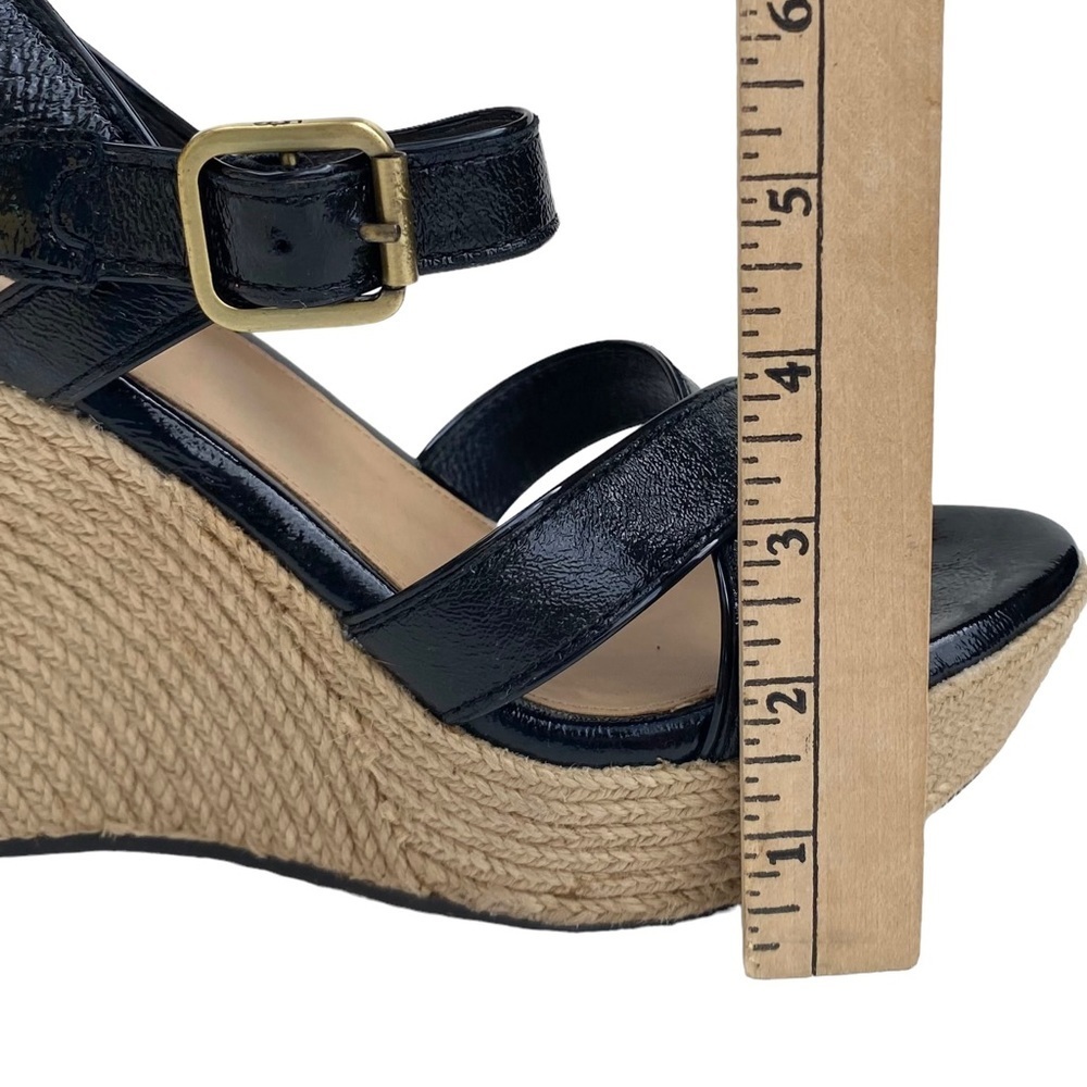 UGG Women’s Jacqueline Espadrille Black Patent Wedge Sandals, Ankle Strap Size 8 - Picture 11 of 15